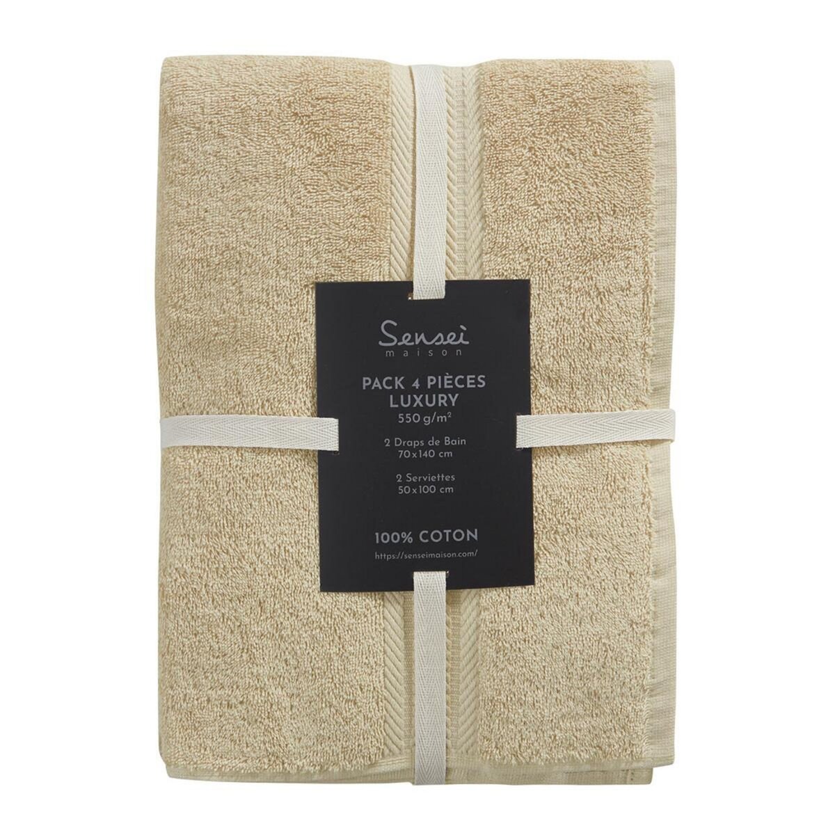 Sensei Maison Ensemble de bain 4 pièces (2 draps de bain + 2 serviettes de toilette) LUXURY