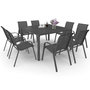 Voir la diapositive 1 : ID MARKET Salon de jardin MADRID table carrée 130 CM et 8 chaises empilables gris anthracite