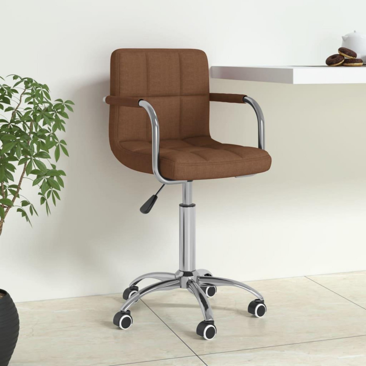 VIDAXL Chaise pivotante de bureau Marron Tissu