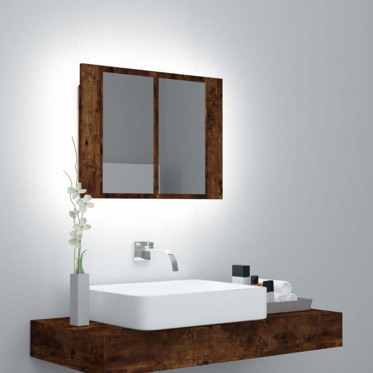 VIDAXL Armoire a miroir LED Chene fume 60x12x45 cm Bois d'ingenierie