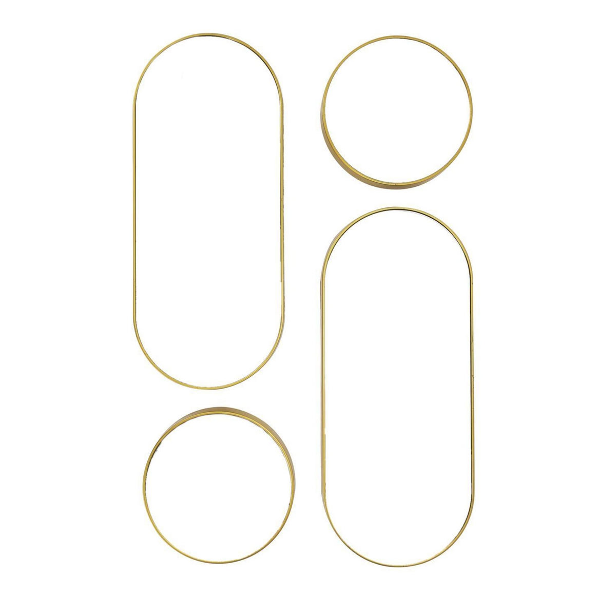 The Home Deco Factory Lot de 4 miroirs ronds et ovales - Doré