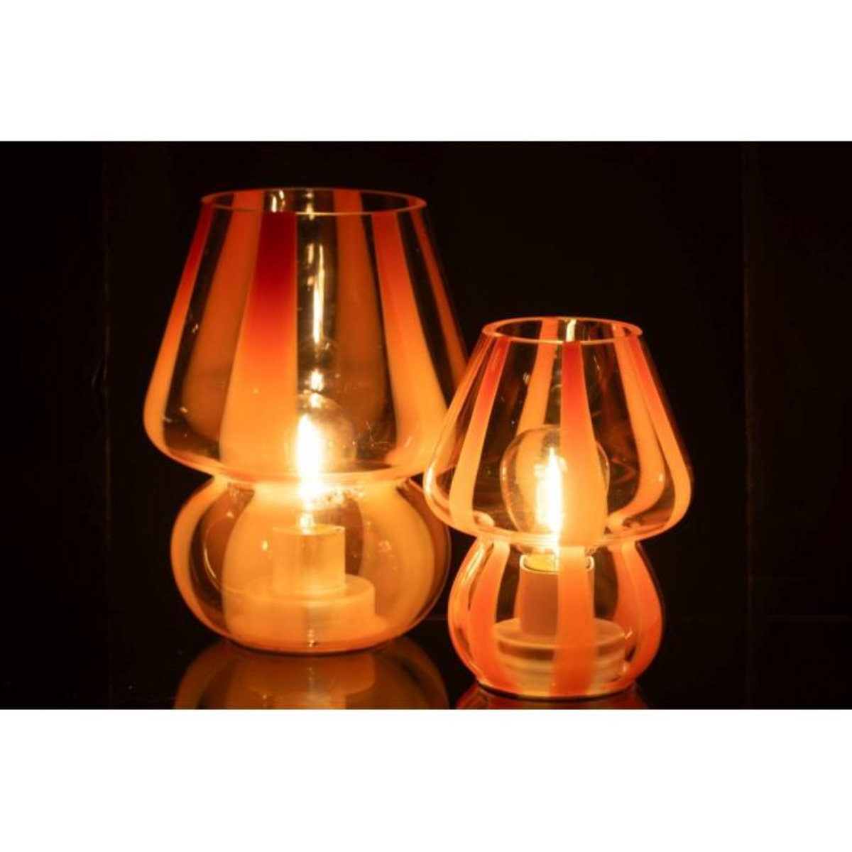 Paris Prix Lampe à Poser Rayures en Verre  Ophelie  15cm Orange