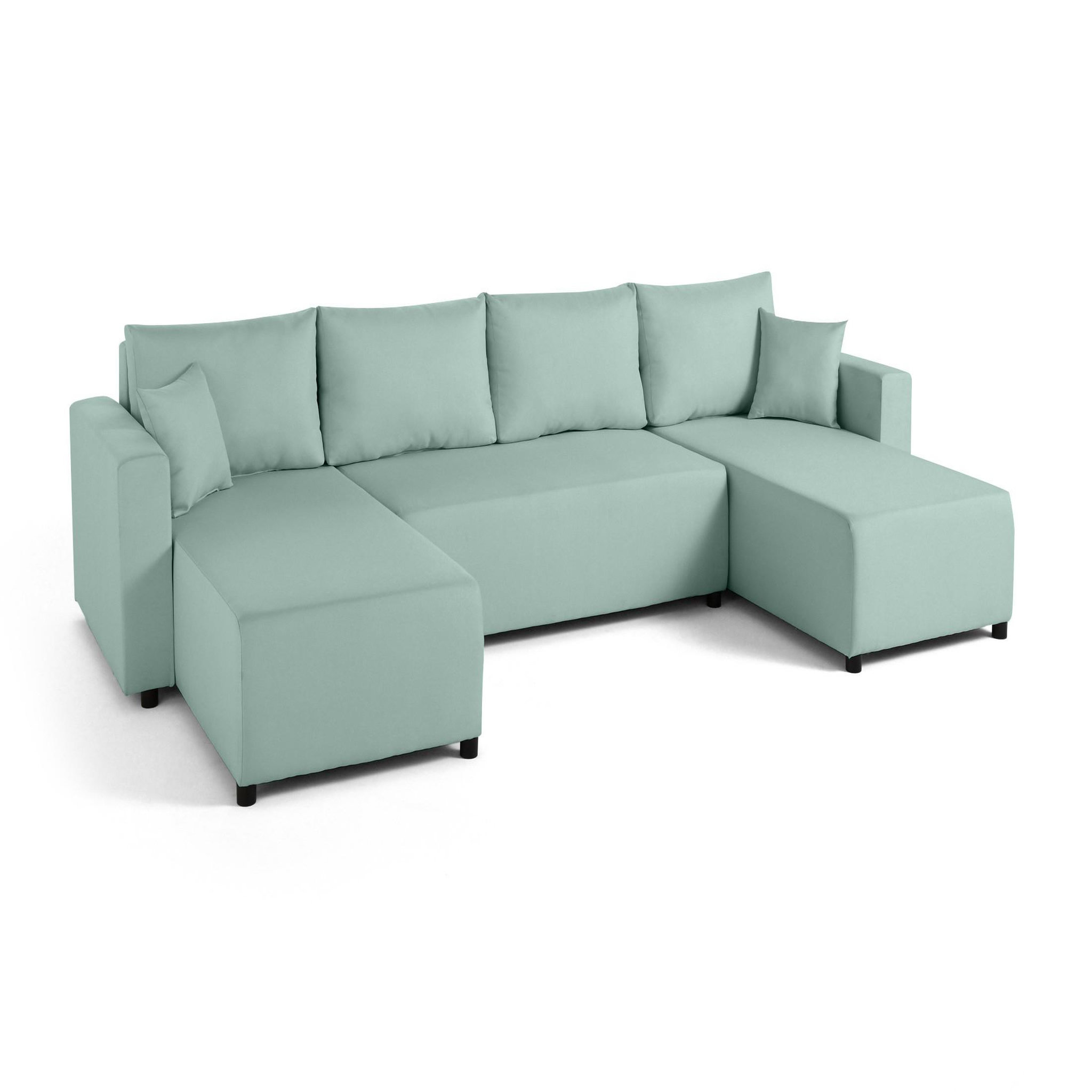 Voir la diapositive 2 : BEST MOBILIER Regala - canapé panoramique - 7 places - convertible avec coffre - en tissu