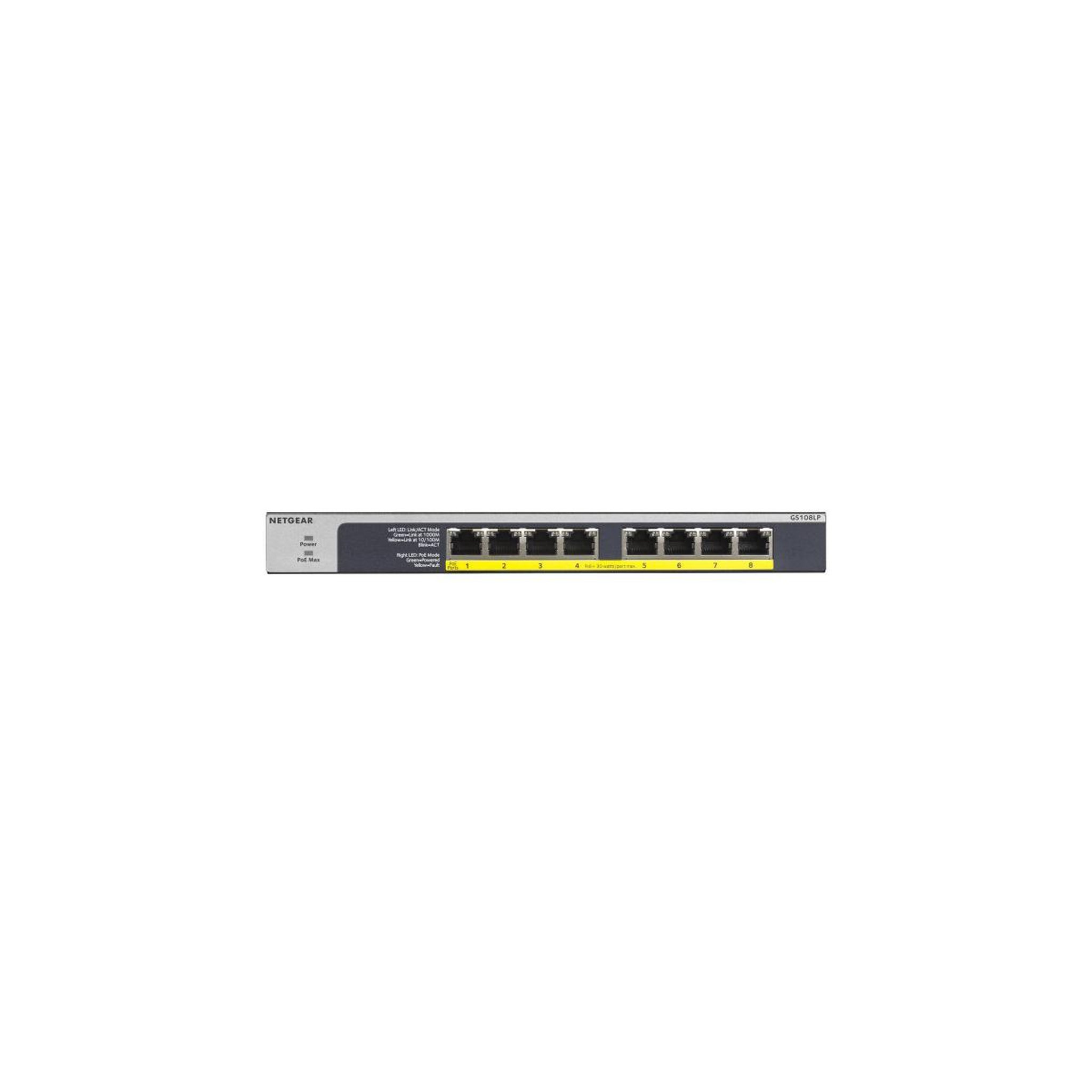 Voir la diapositive 2 : Netgear Switch réseau NETGEAR GS108LP-100EUS 8 ports Gigabit PoE