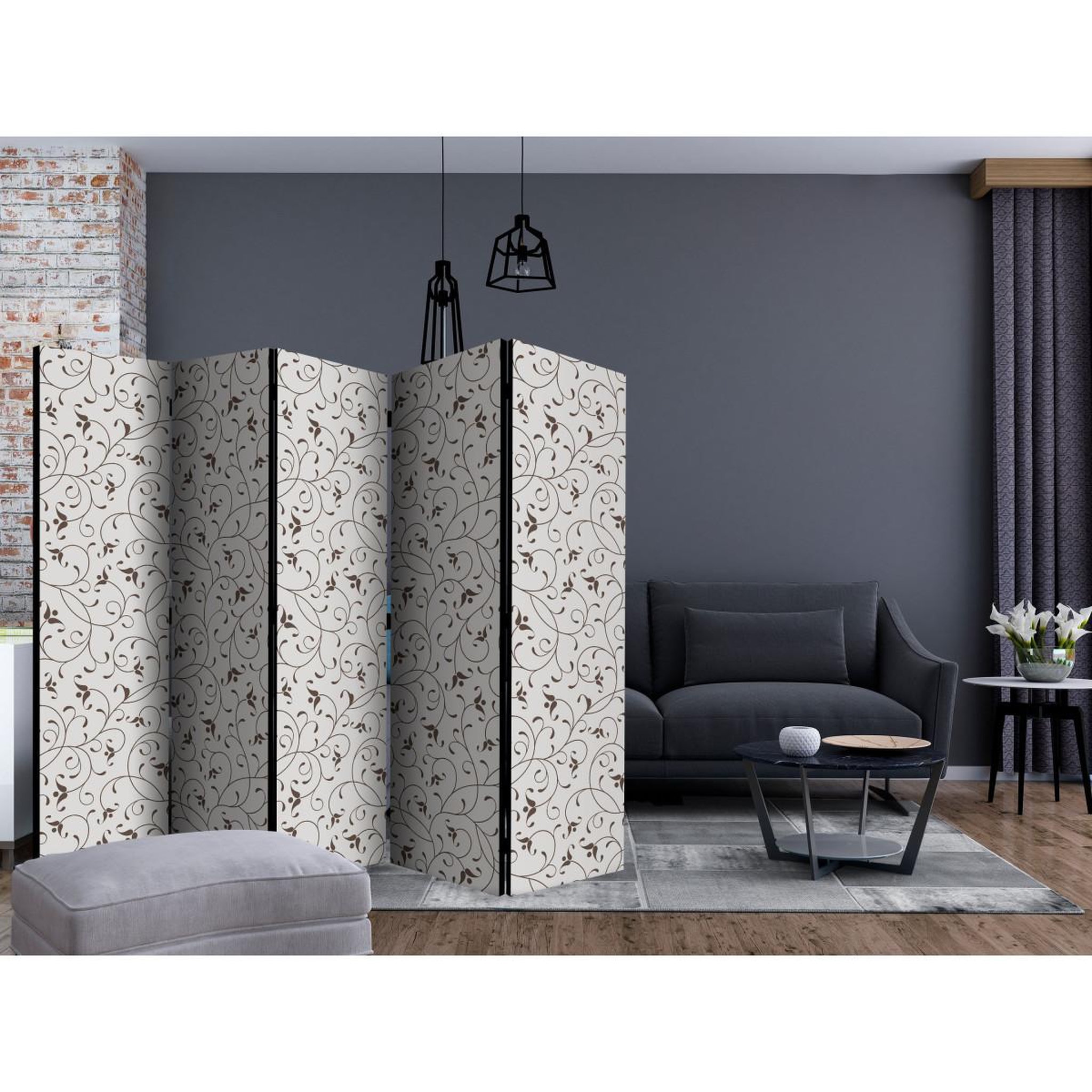 Voir la diapositive 2 : Paris Prix Paravent 5 volets  black twigs  172x225cm