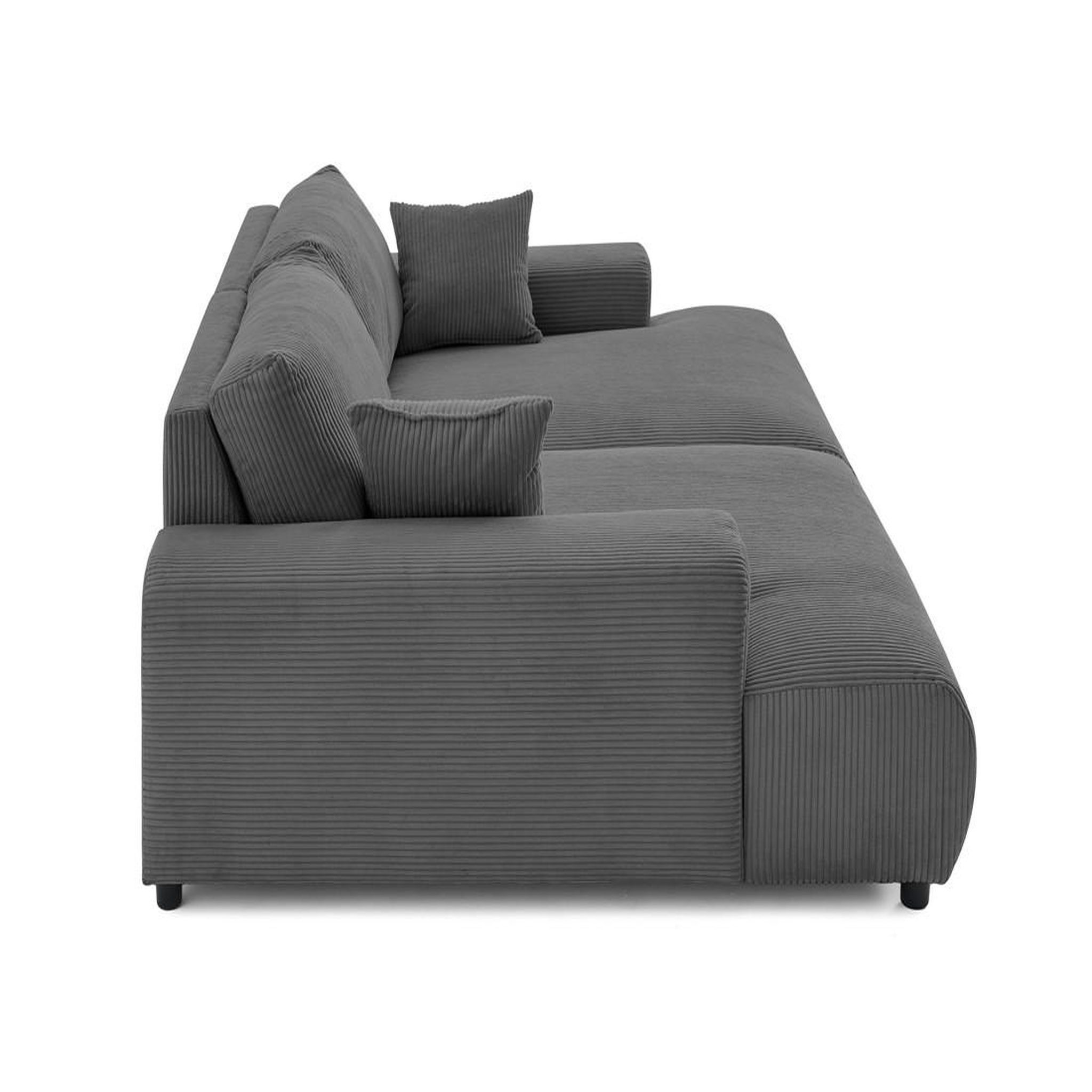 Voir la diapositive 4 : LISA DESIGN Garance - canapé droit 4 places double méridienne - assise profonde - en velours côtelé