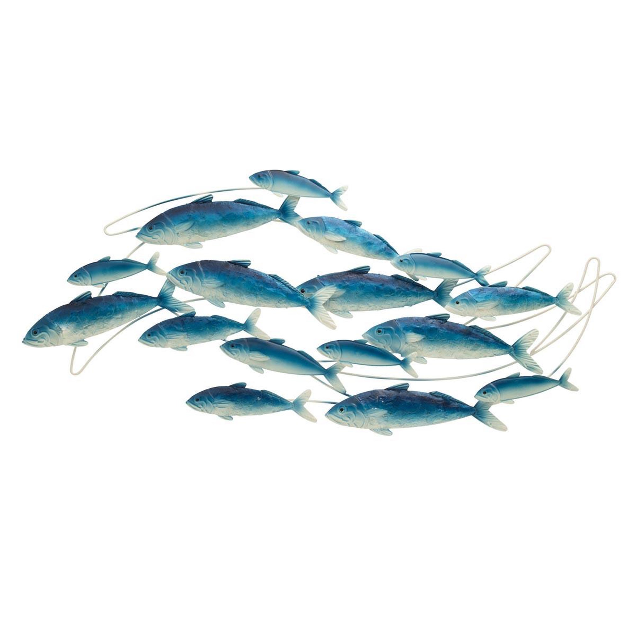 J-LINE Déco murale en métal  groupe de poissons  111cm bleu foncé