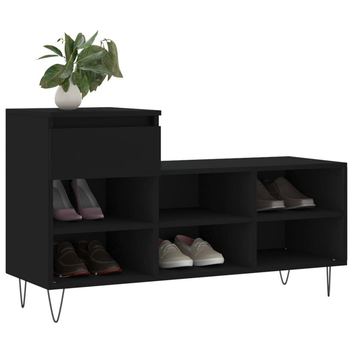 VIDAXL Armoire a chaussures Noir 102x36x60 cm Bois d'ingenierie
