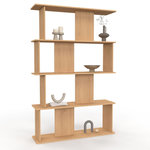 ID MARKET Etagère 4 niveaux CAPUCINE asymétrique façon hêtre design arrondi