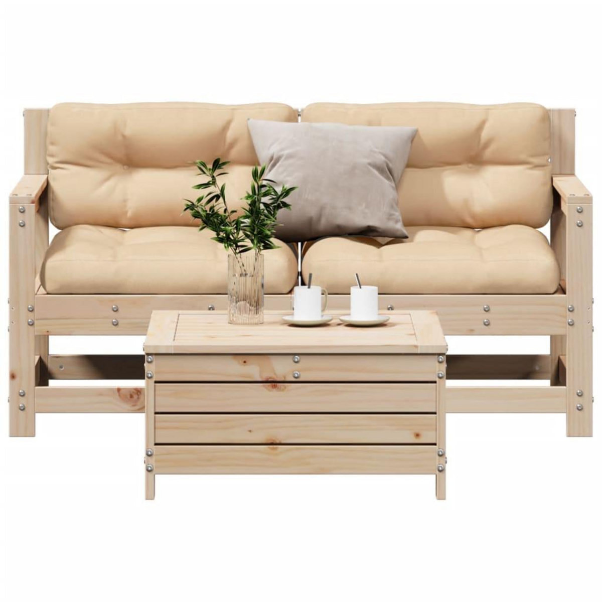 VIDAXL Salon de jardin 3 pcs avec coussins Bois de pin massif