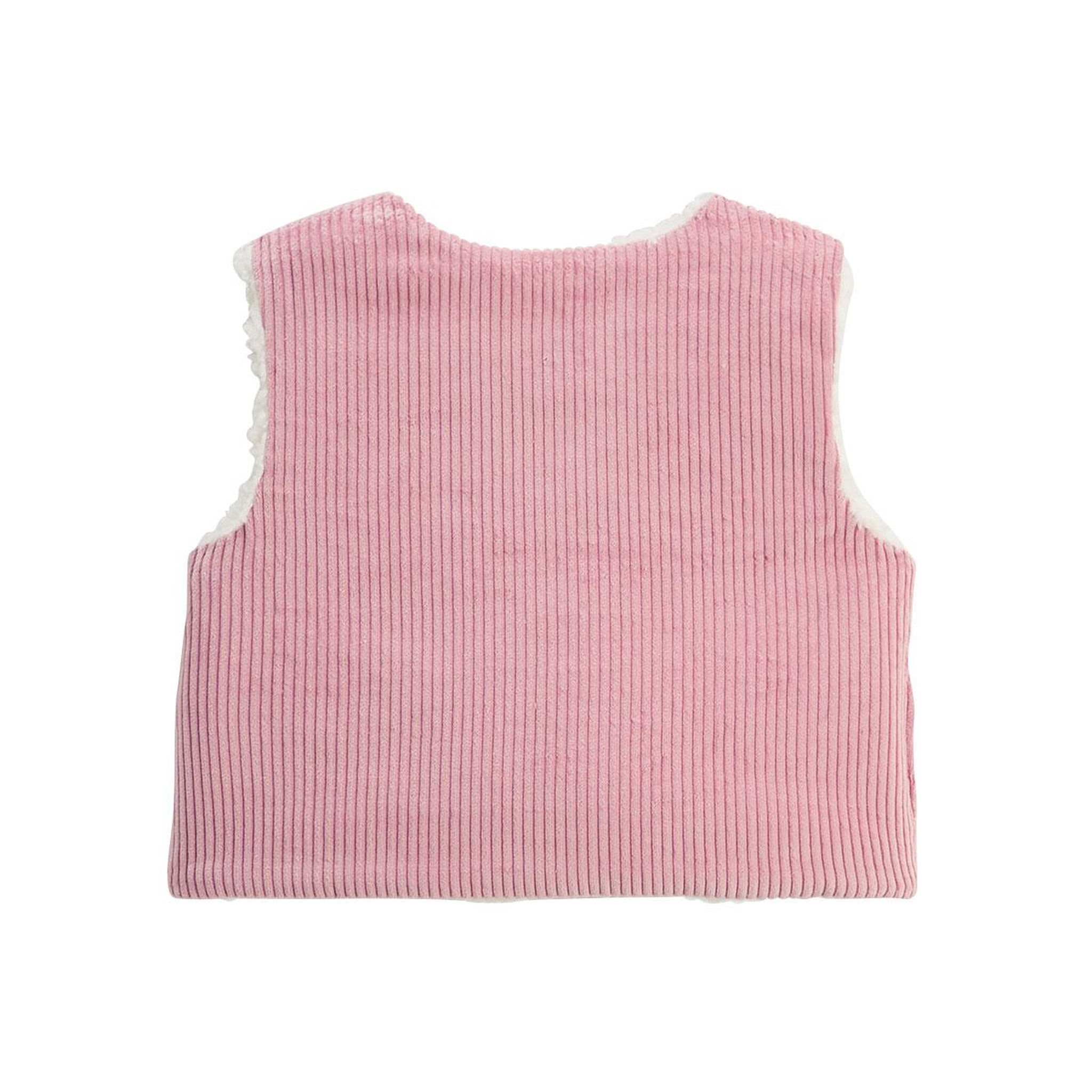 Voir la diapositive 5 : Petit Béguin Veste sans manches enfant réversible en sherpa Céleste