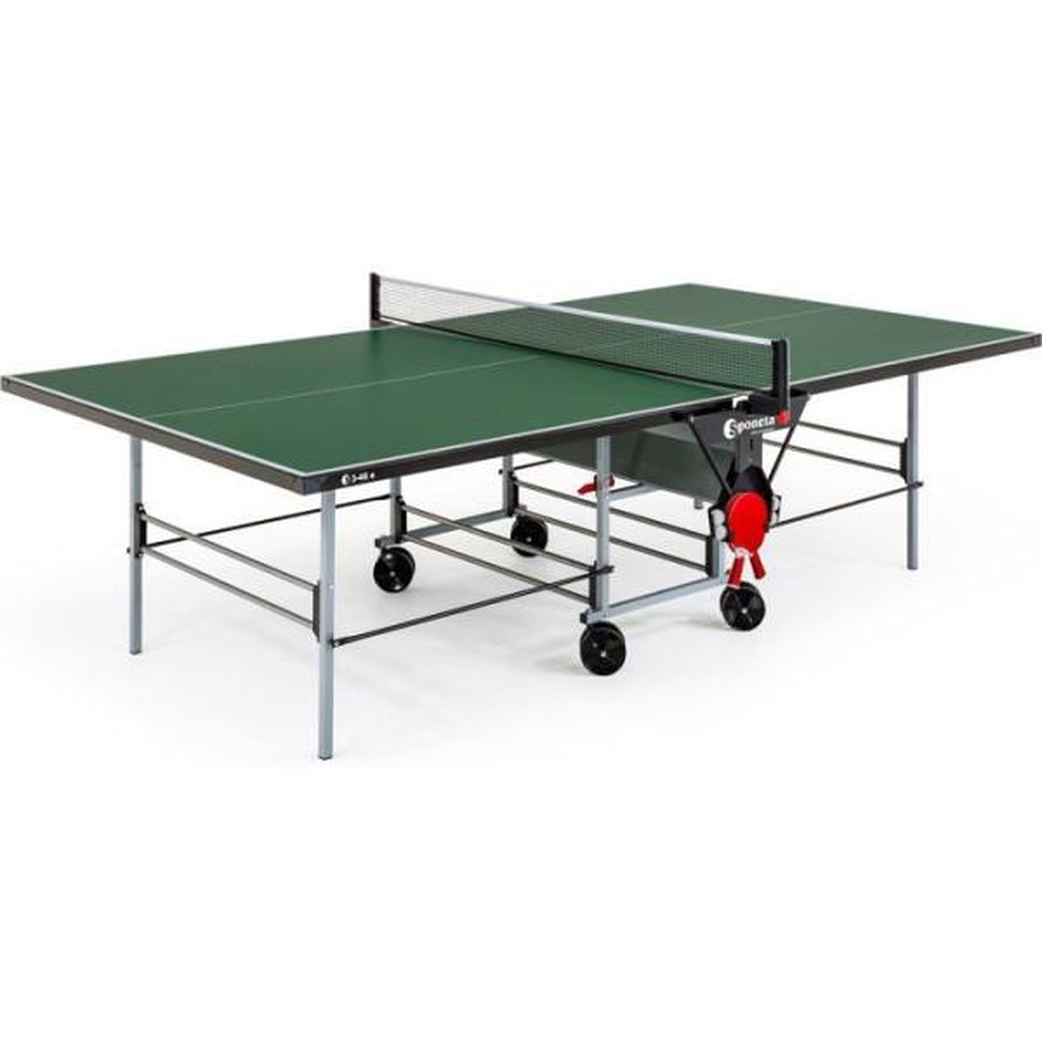 SP Table tennis de table - SPONETA - S3-46 e - Pliable - Usage extérieur - Filet + rangements + 4 roues doubles pivotantes - Gris/