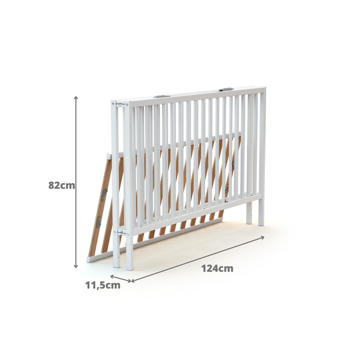 WEBABY Lit bébé pliant en bois avec matelas 60 x 120 cm FLEX