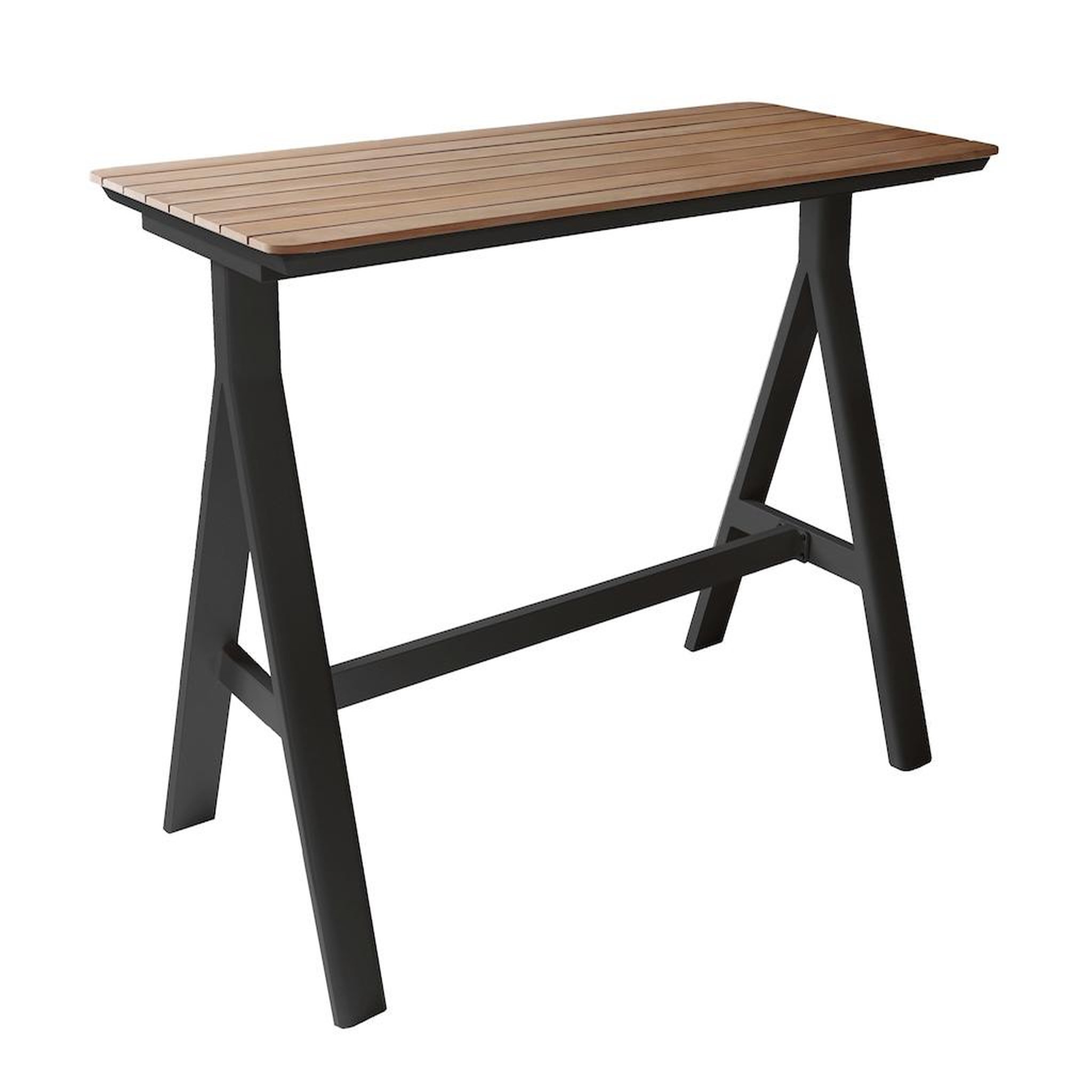 Proloisirs Table haute - LEATHER - 150 x 70 cm - Graphite - Aluminium époxy et teck FSC