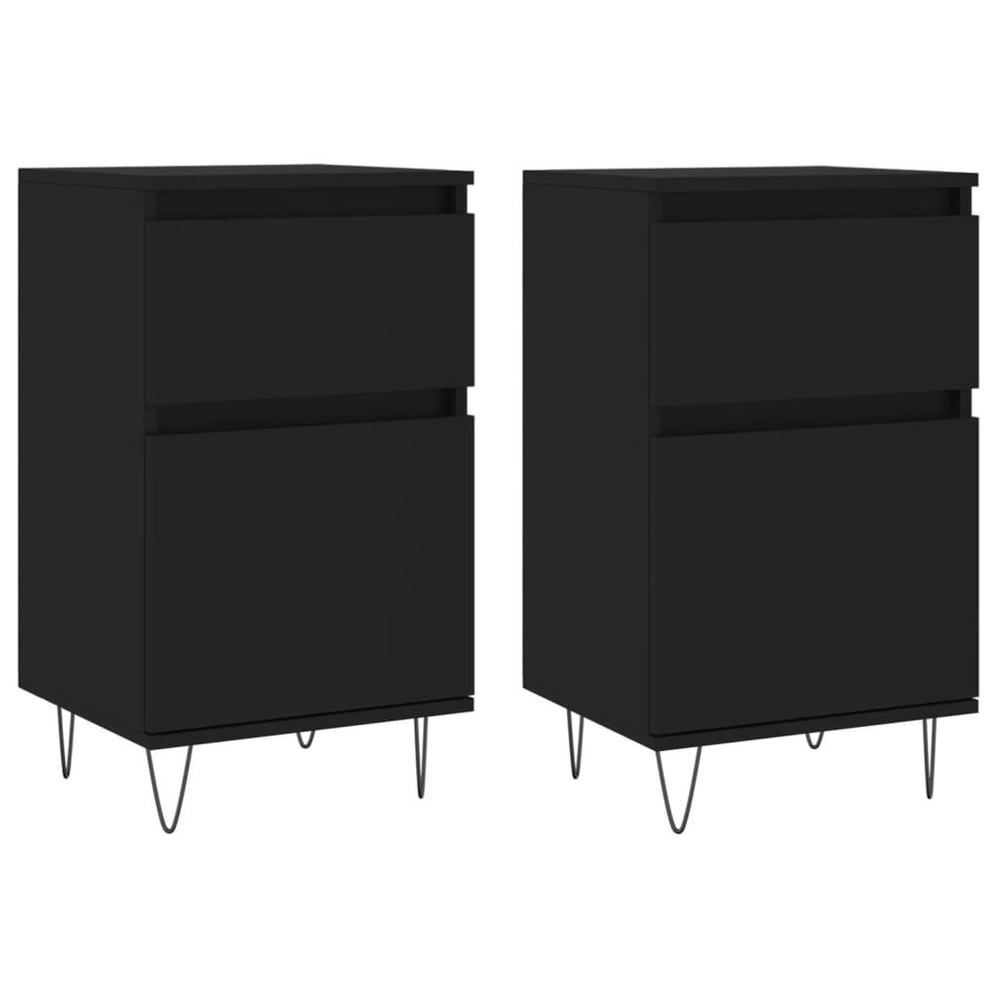 Voir la diapositive 2 : VIDAXL Buffets 2 pcs noir 40x35x70 cm bois d'ingenierie