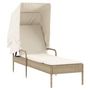 Voir la diapositive 2 : VIDAXL Chaise longue avec auvent beige resine tressee