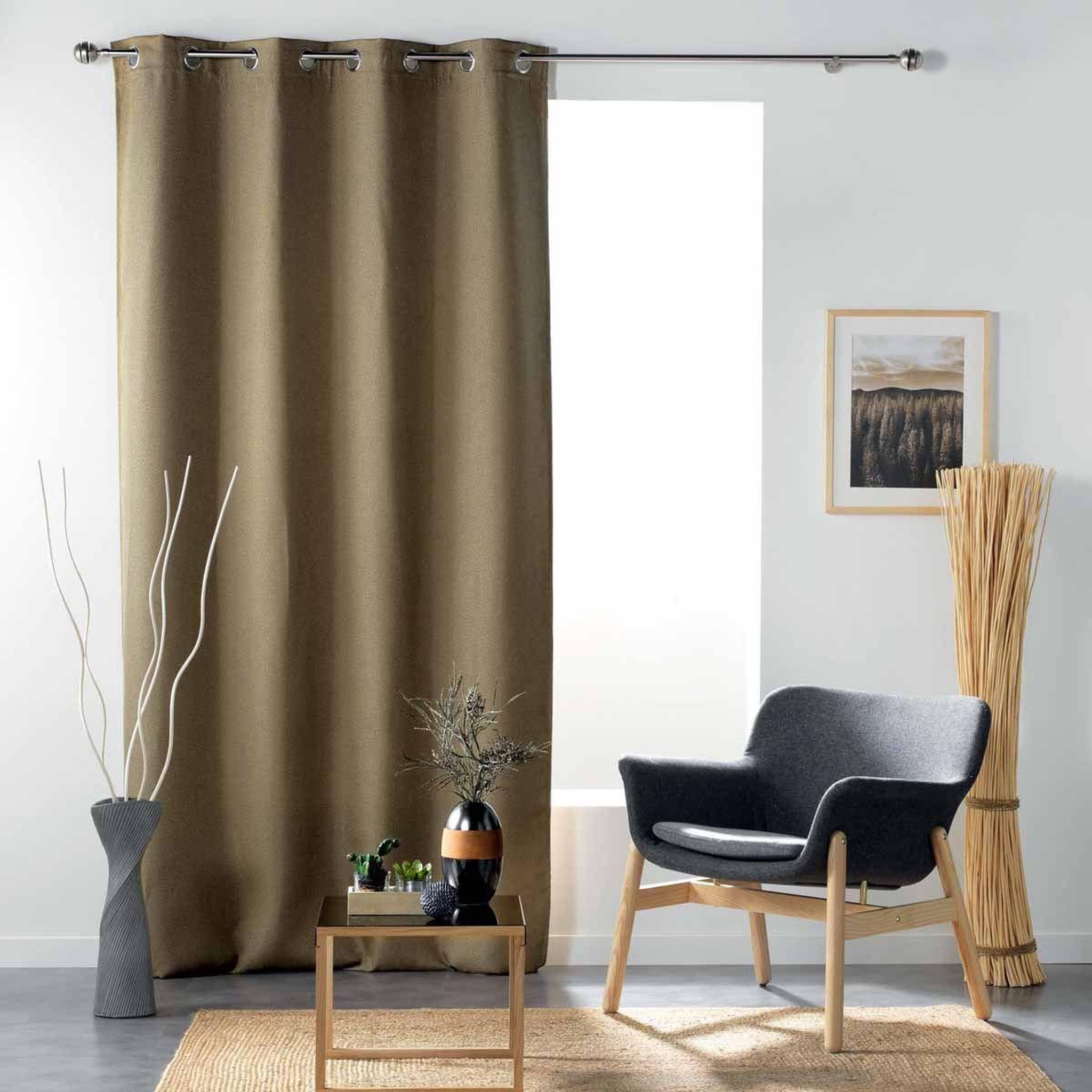 Voir la diapositive 3 : Douceur d'Intérieur Rideau occultant  tissea  135x240cm noisette