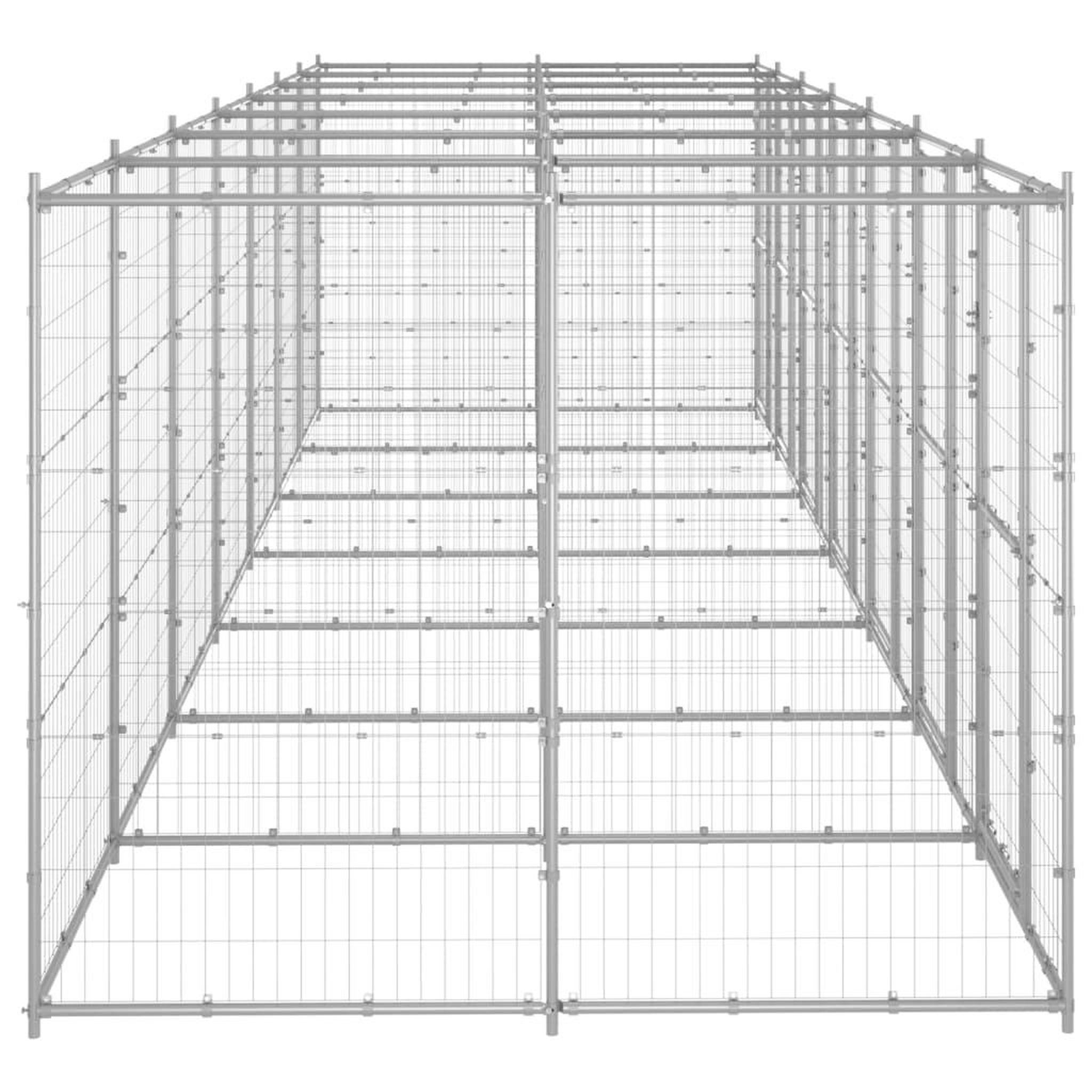 Voir la diapositive 3 : VIDAXL Chenil exterieur Acier galvanise 16,94 m²