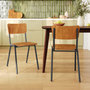 Voir la diapositive 2 : MAISON PAVANE Lot de 2 chaises écolier empilables en bois foncé-Clem