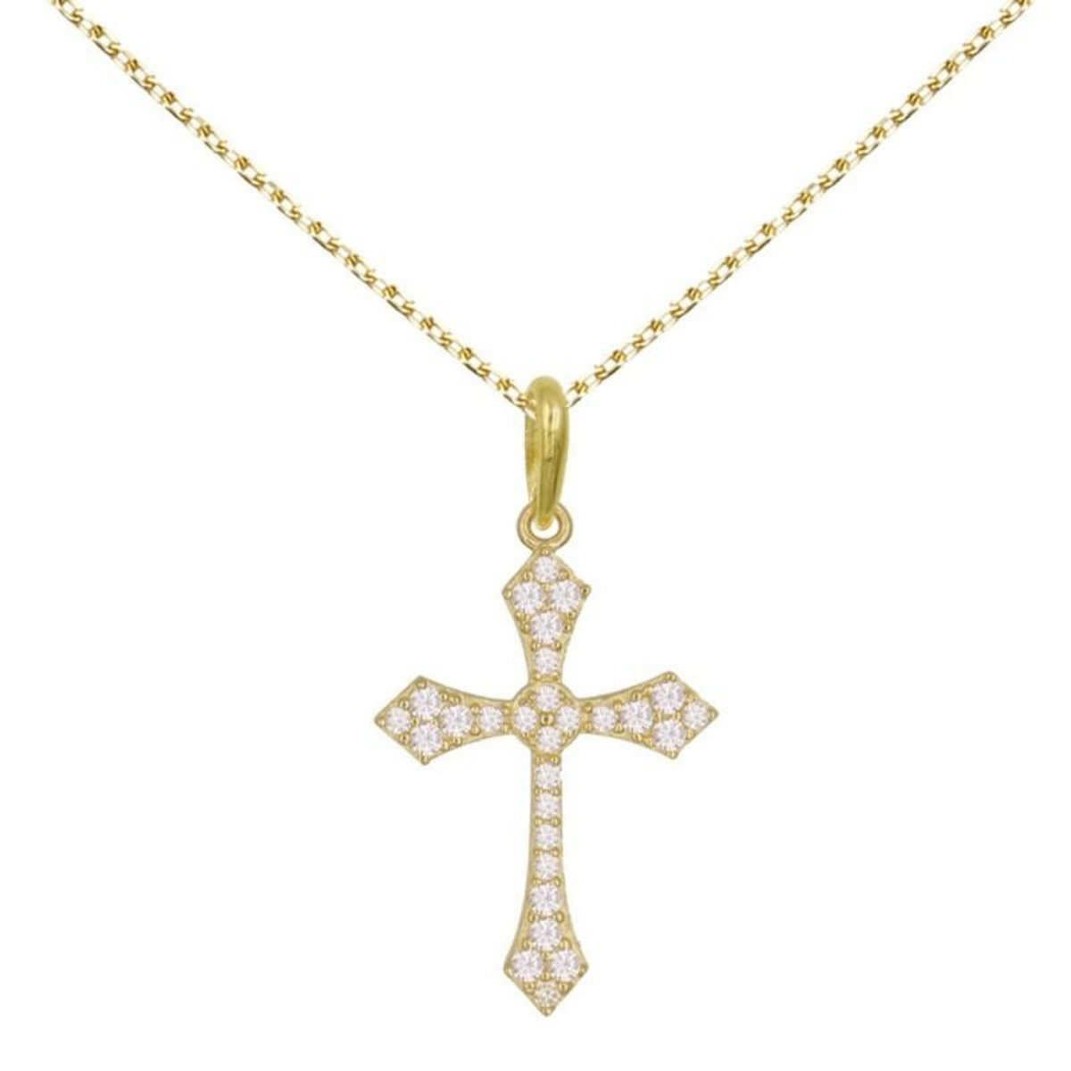 L'ATELIER D'AZUR Collier - Croix Or Jaune - Chaine Dorée Offerte - Femme ou Enfant