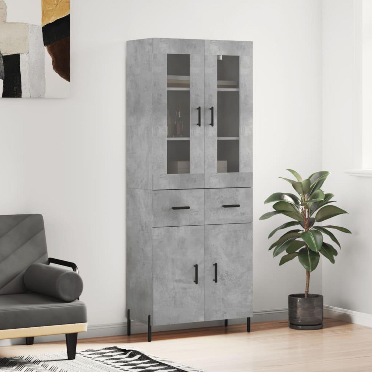 VIDAXL Buffet haut Gris beton 69,5x34x180 cm Bois d'ingenierie