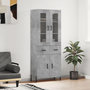 Voir la diapositive 1 : VIDAXL Buffet haut Gris beton 69,5x34x180 cm Bois d'ingenierie