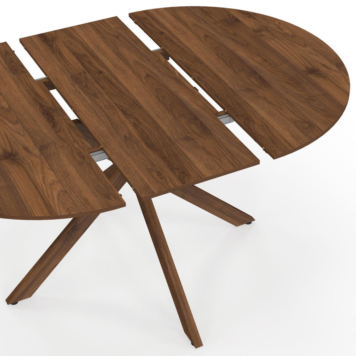 ID MARKET Table à manger extensible ronde ALIX 4-8 personnes pied araignée noyer 110-150 cm