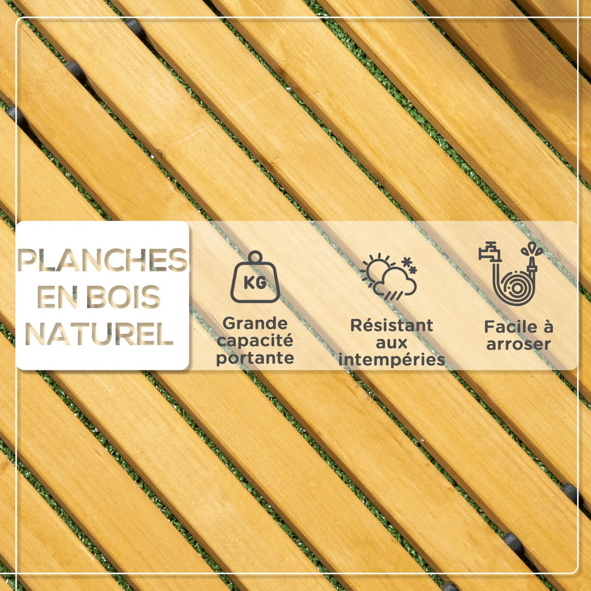 OUTSUNNY Allée chemin de jardin en lattes de bois enroulable - dim. 185L x 60l x 1,9H cm - bois de sapin pré-huilé