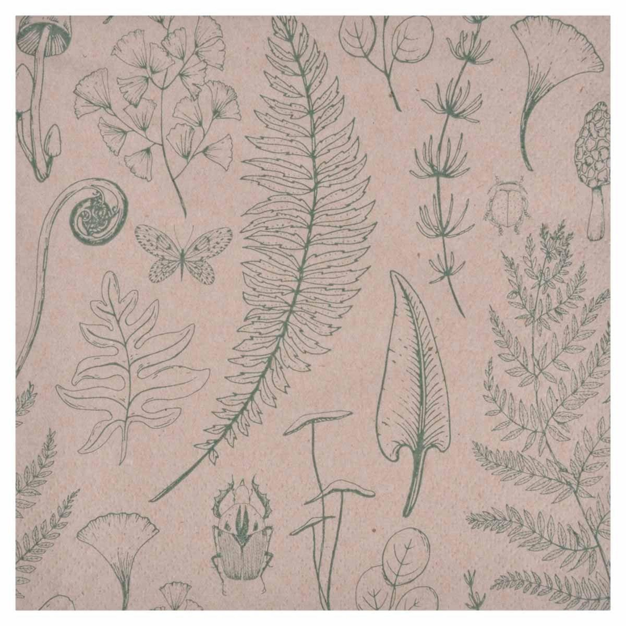 HOMEA Lot de 20 Serviettes en Papier  Forêt  33x33cm Naturel