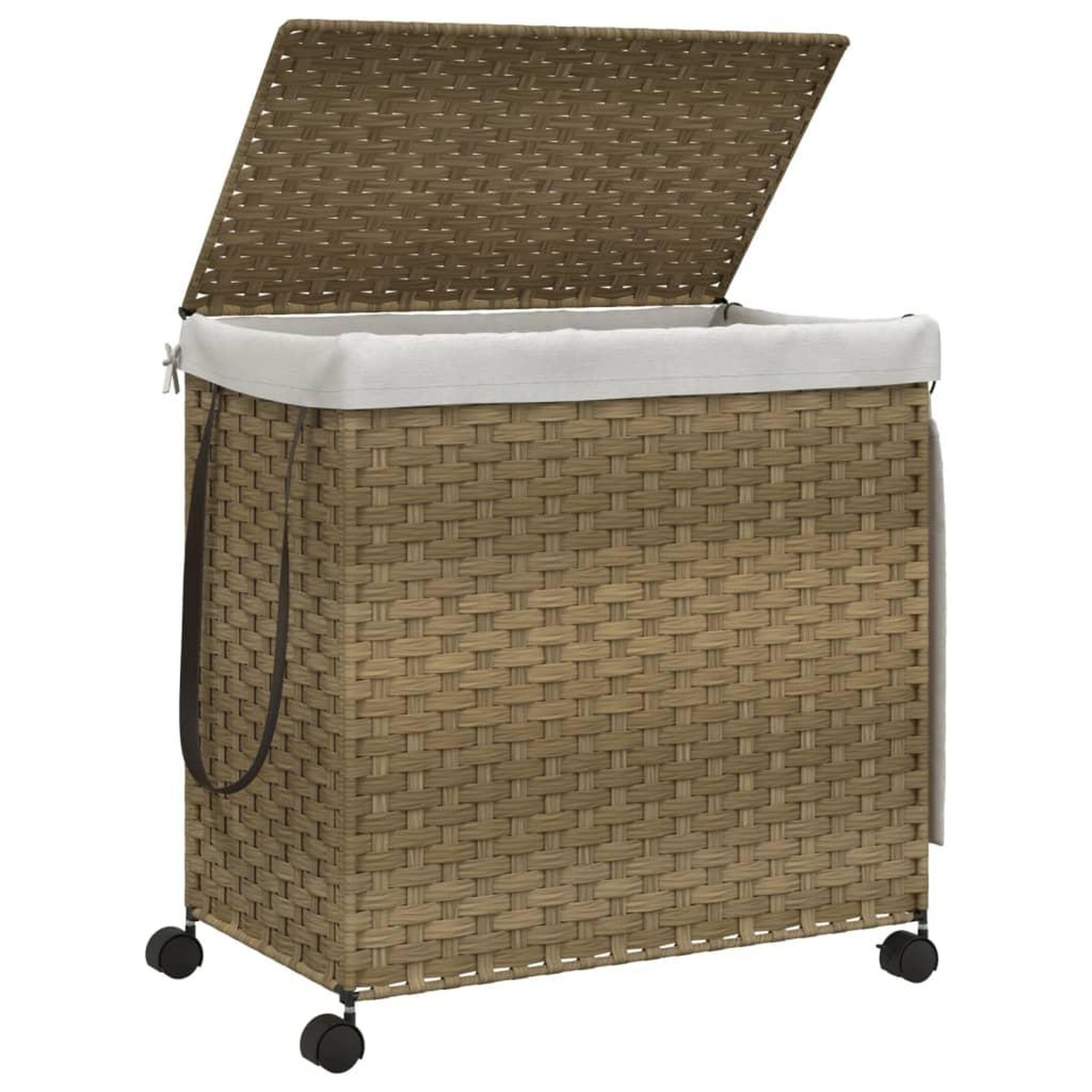 Voir la diapositive 4 : VIDAXL Panier a linge avec roulettes 60x35x60,5 cm resine tressee