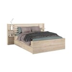 PARISOT Lit adulte ESCALE 140x190/200 cm - Tete de lit + 2 tiroirs - Décor chene du Japon - PARISOT