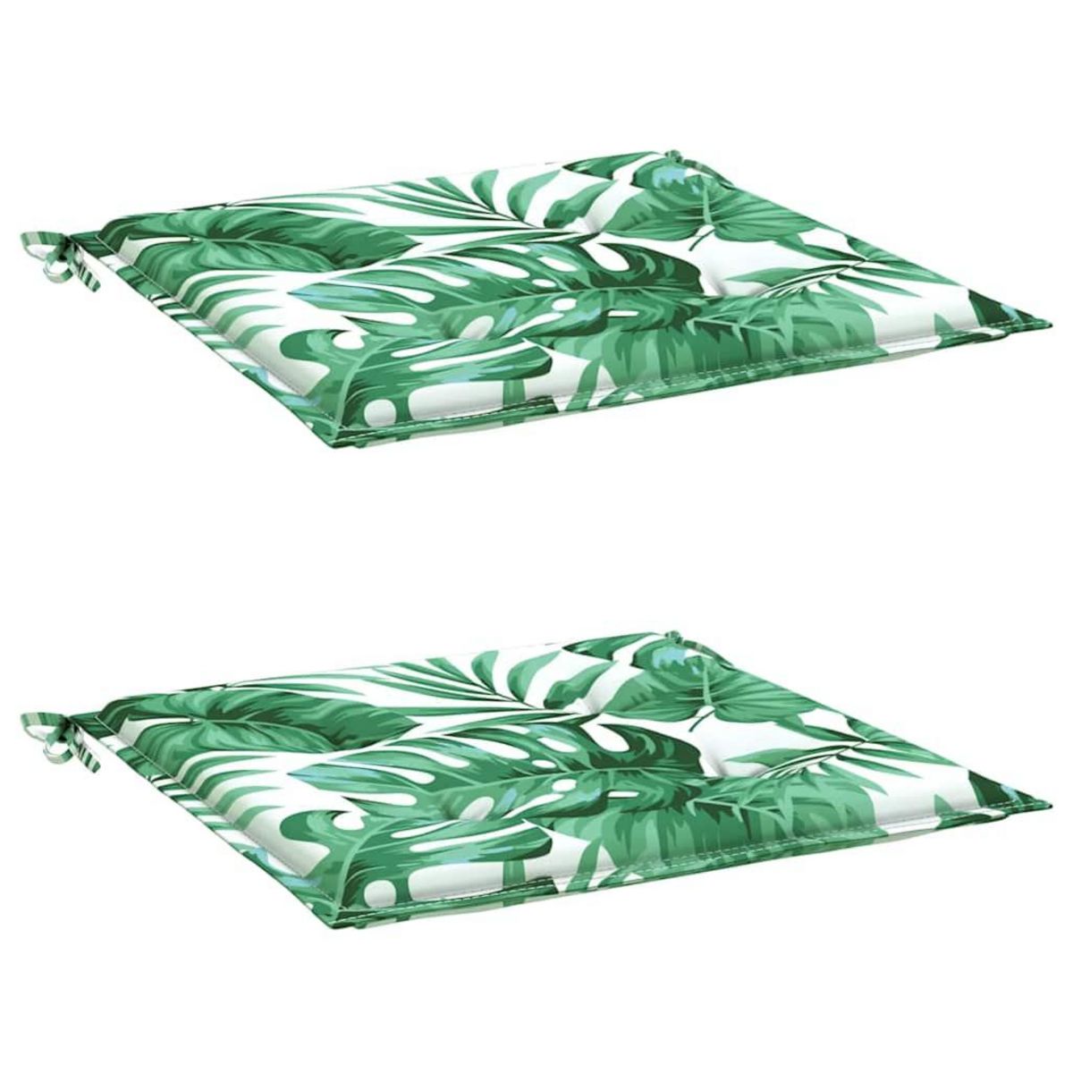 VIDAXL Coussins de chaise lot de 2 motif de feuilles 50x50x3 cm tissu