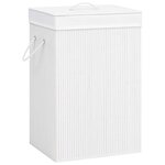 VIDAXL Panier a linge avec 2 sections bambou blanc 72 L