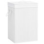 Voir la diapositive 1 : VIDAXL Panier a linge avec 2 sections bambou blanc 72 L