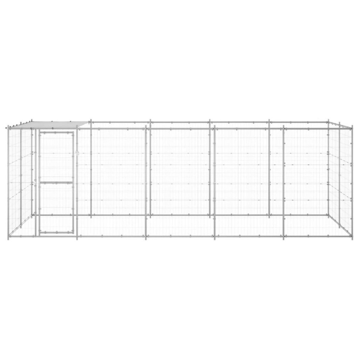 VIDAXL Chenil exterieur Acier galvanise avec toit 12,1 m²