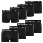 UMBRO Lot de 8 Boxers coton homme uni. Coloris disponibles : Noir