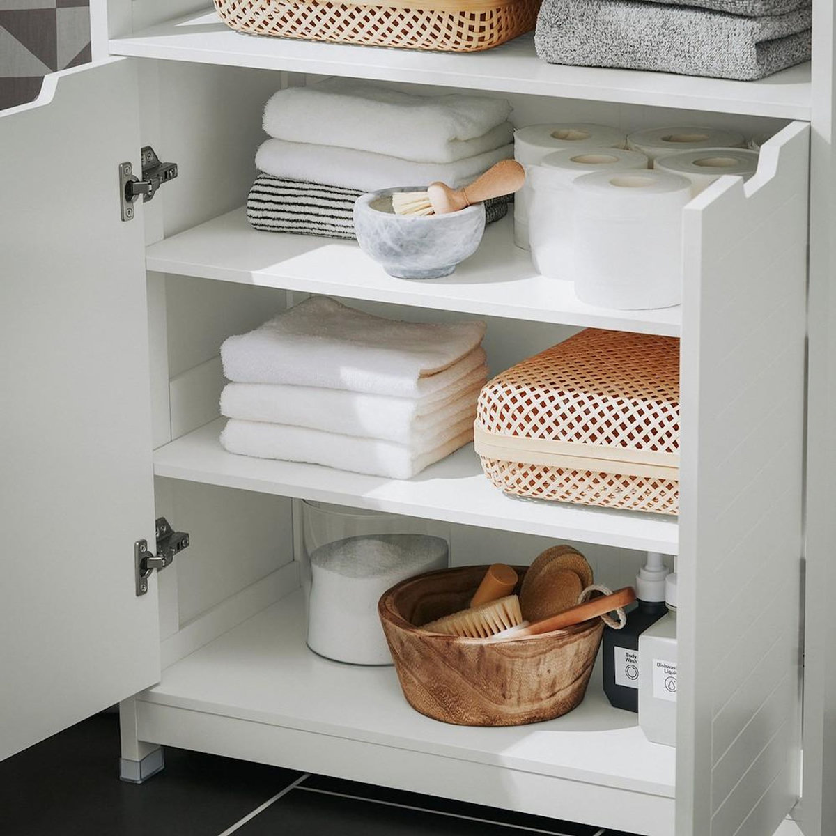 SOBUY SoBuy - Meuble bas de salle de bain à deux portes - Blanc - 70x35x90cm - Minimaliste - BZR121-W