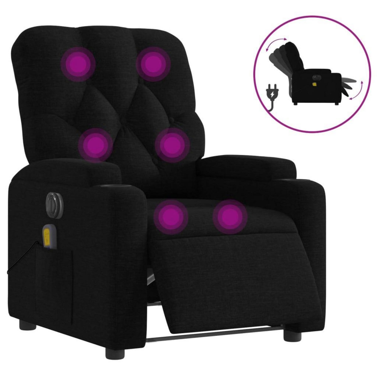 VIDAXL Fauteuil de massage inclinable electrique Noir Tissu