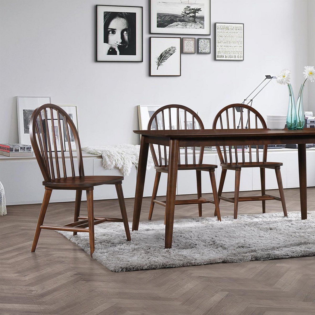 VS VENTA-STOCK Pack 2 chaises Clarck Couleur Noyer, Bois Massif, 48 cm x 48 cm x 92 cm