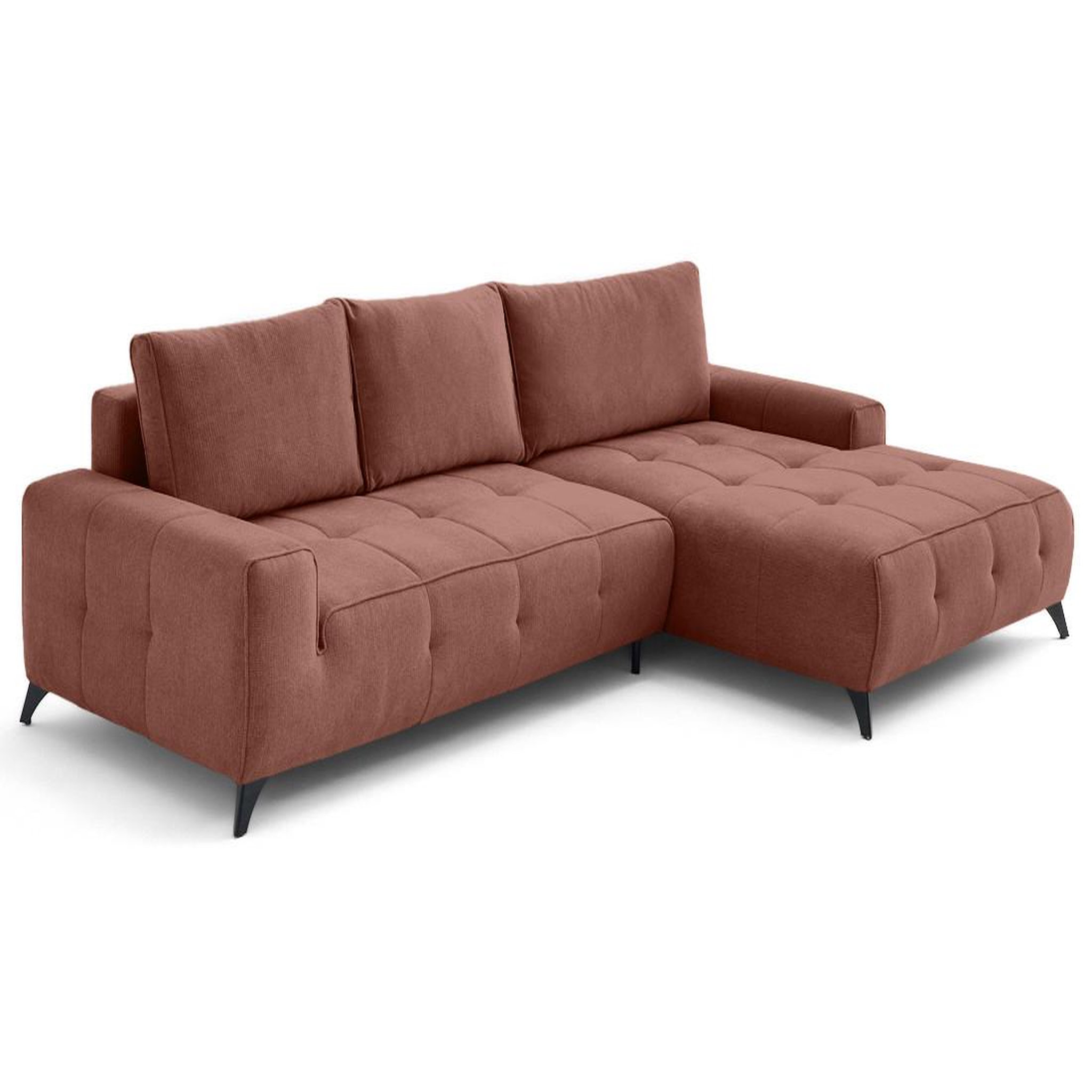 Voir la diapositive 3 : LISA DESIGN Rimini - canapé d'angle droit 4 places convertible avec coffre en tissu texturé