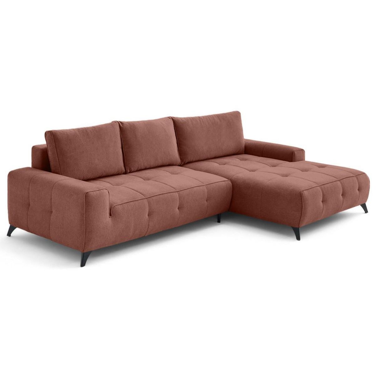 LISA DESIGN Rimini - canapé d'angle droit 4 places convertible avec coffre en tissu texturé