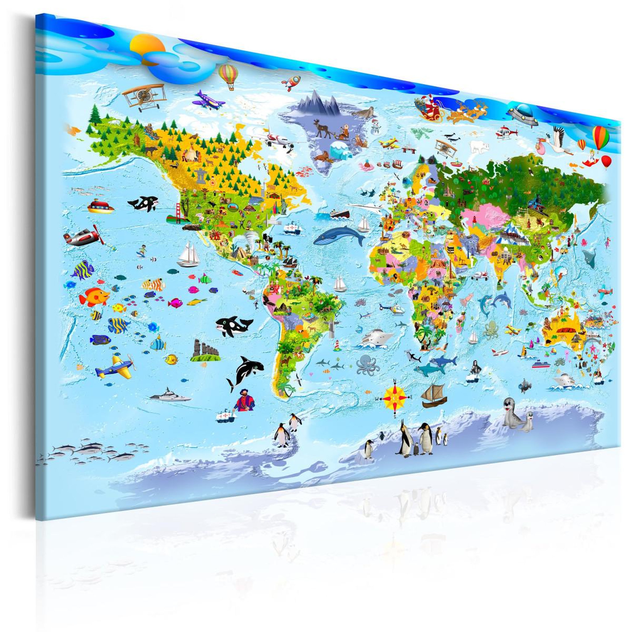 Paris Prix Tableau imprimé  children's map : colourful travels. Coloris disponibles : Multicolore