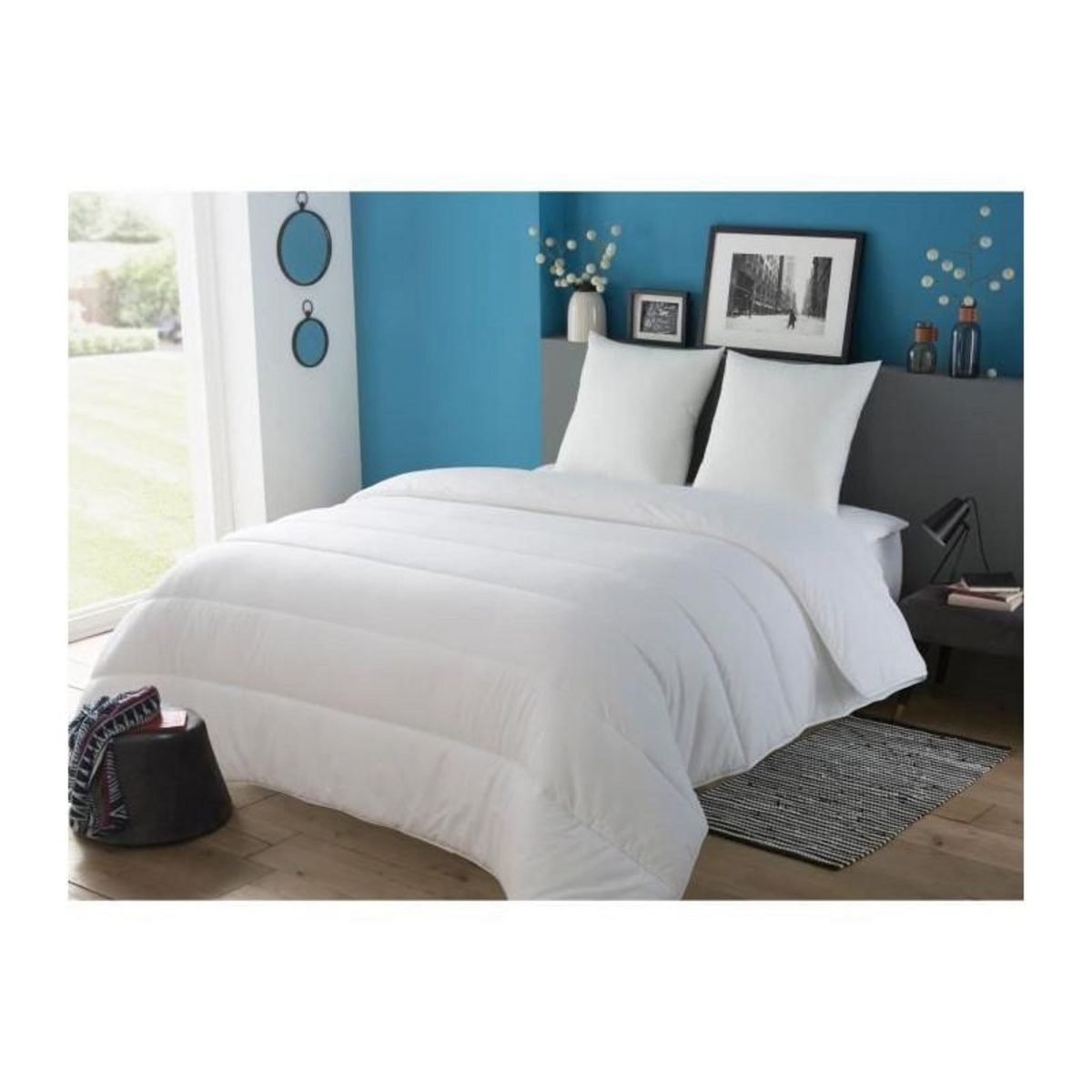 DODO DODO Lot de 2 oreillers Tendance - 60 x 60 cm - Garnissage 100% Polyester fibre creuse siliconee - Blanc