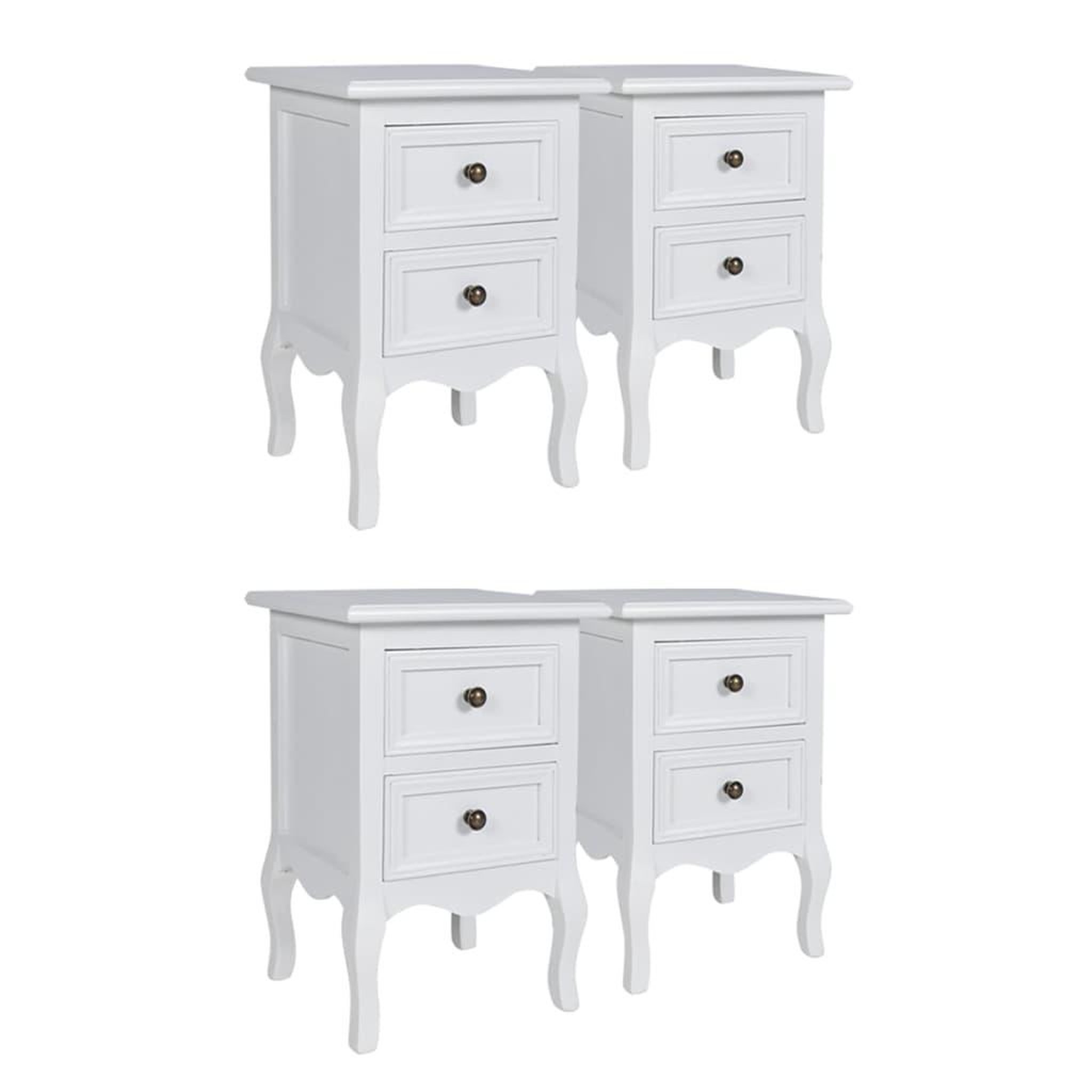 Voir la diapositive 2 : VIDAXL Tables de chevet 4 pcs avec 2 tiroirs MDF Blanc