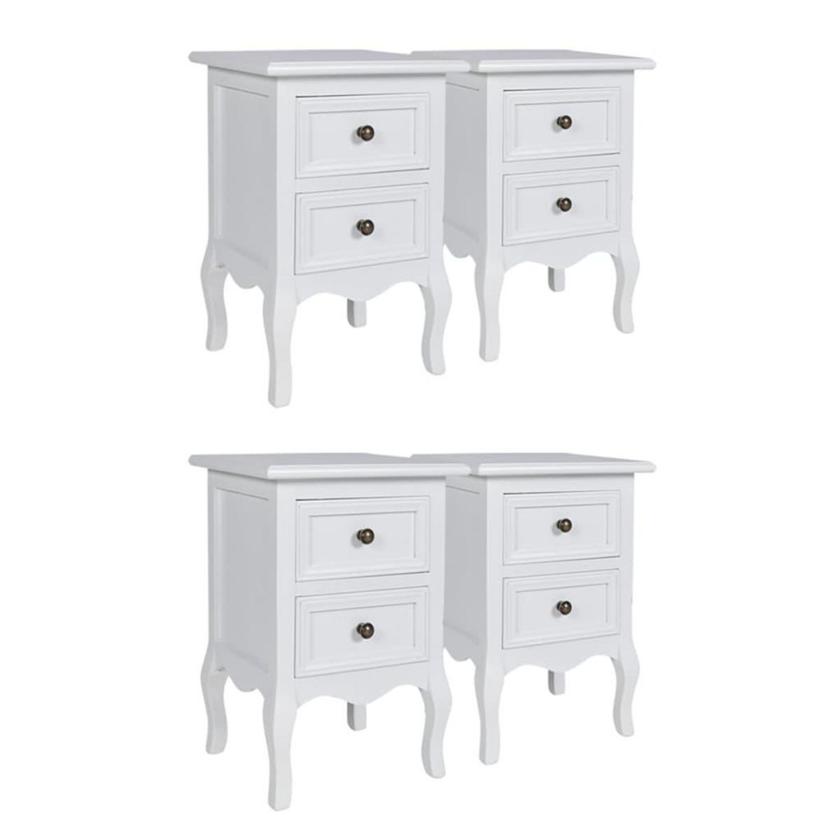 VIDAXL Tables de chevet 4 pcs avec 2 tiroirs MDF Blanc