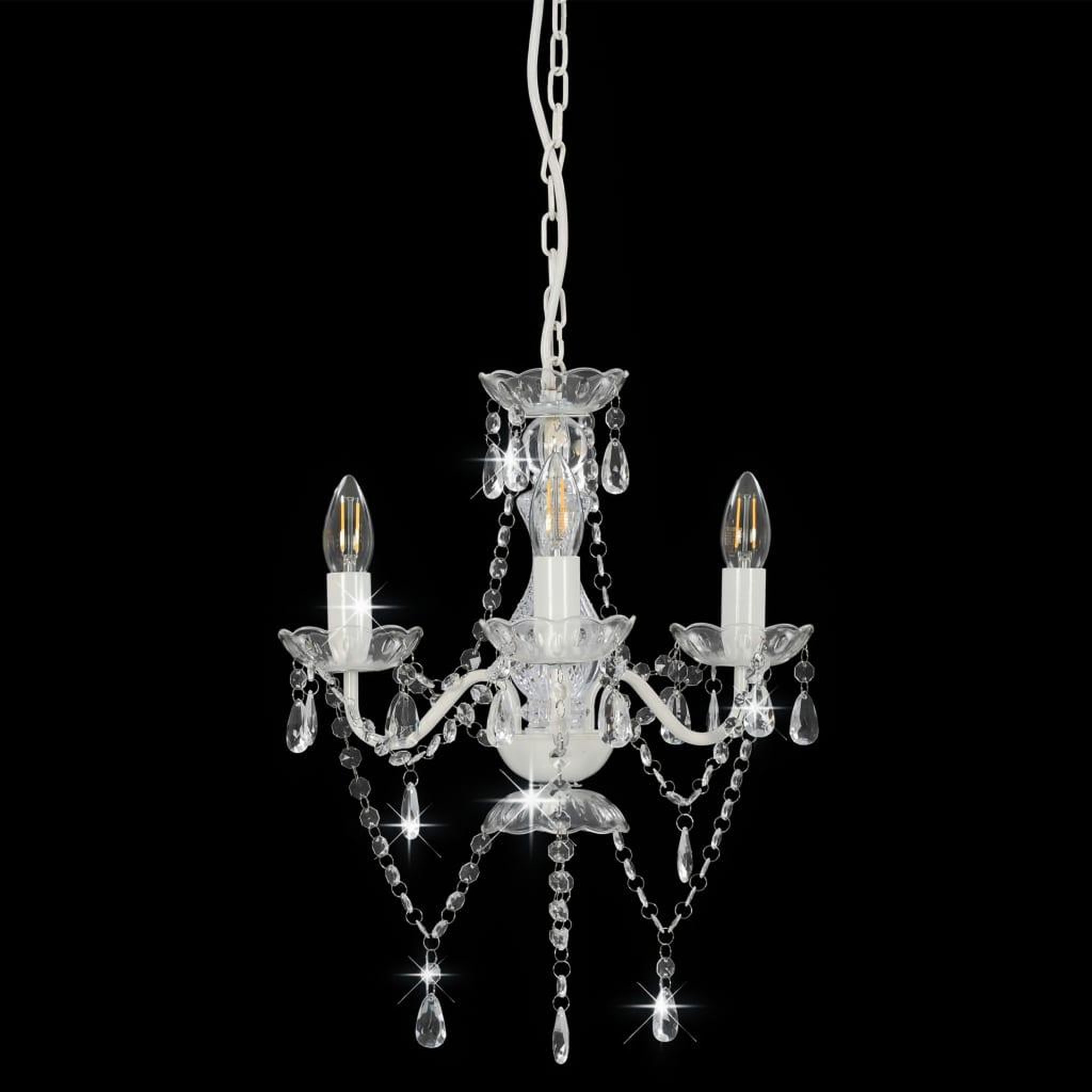 Voir la diapositive 3 : VIDAXL Lustre avec perles Blanc Rond 3 x E14