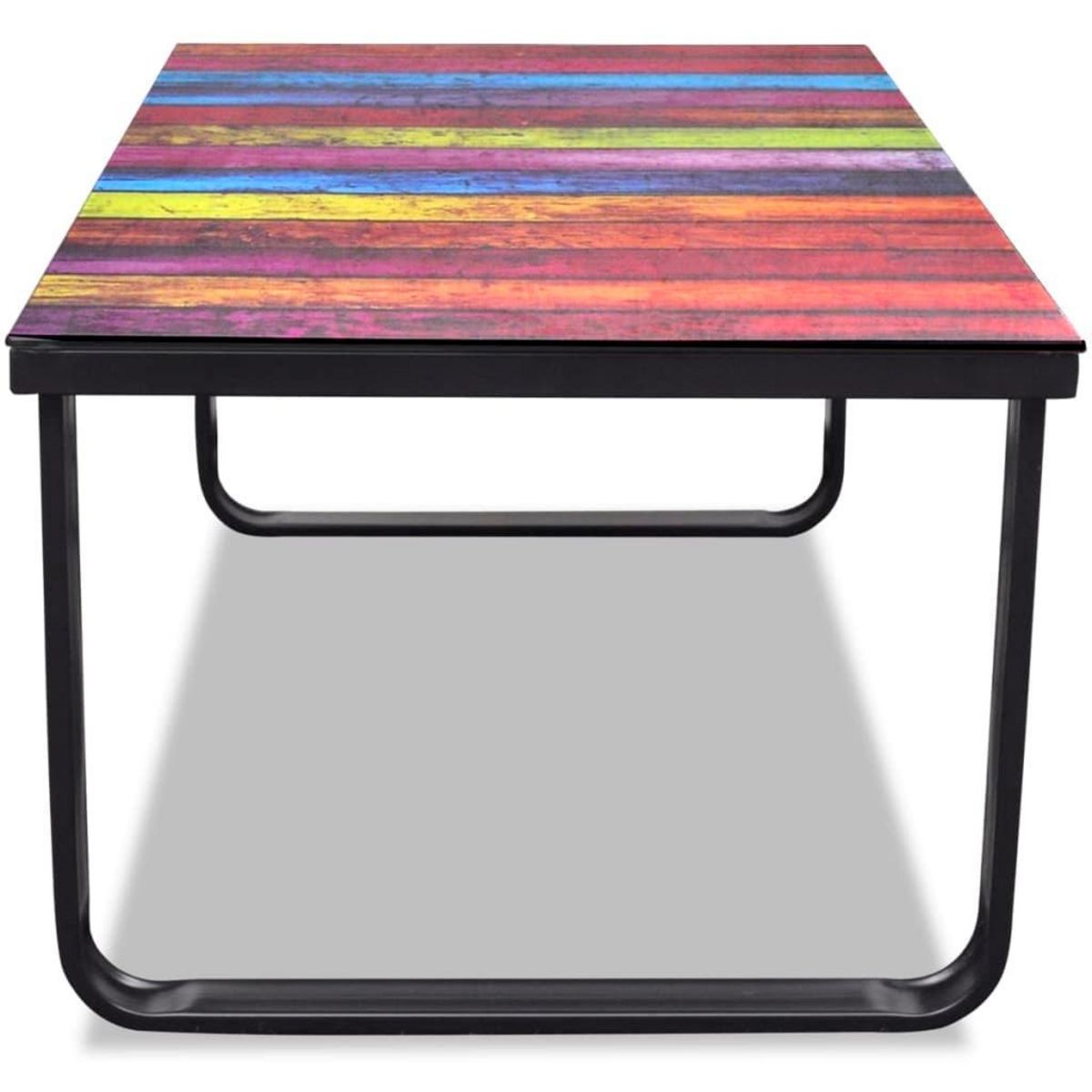 VIDAXL Table basse avec impression d'arc-en-ciel Dessus en verre