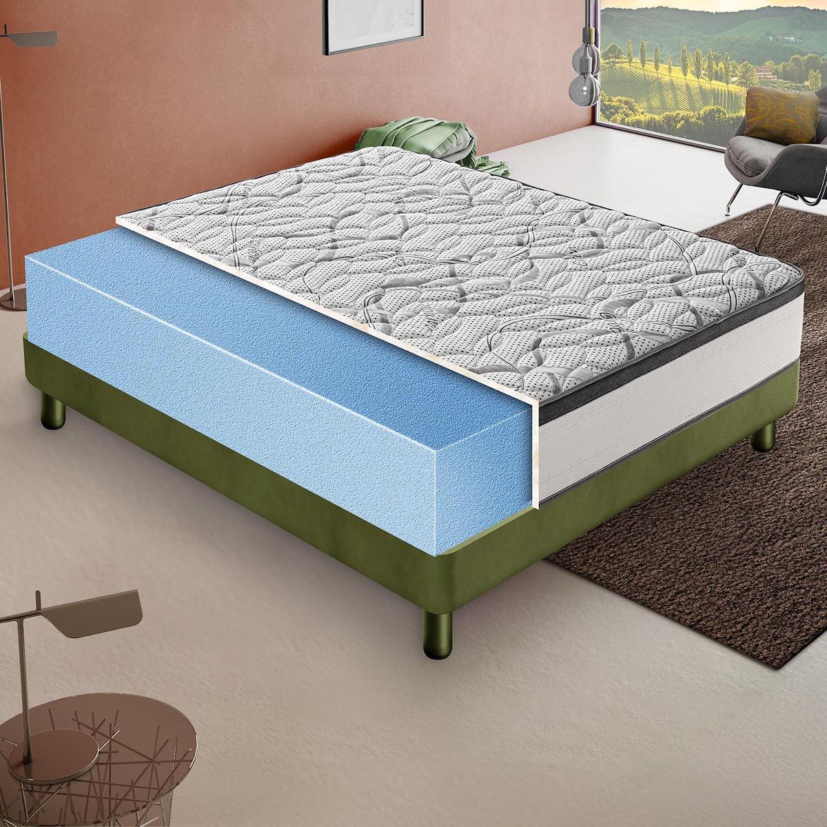 ILOVESLEEP Matelas Mousse DELUXE - Epaisseur 25 Cm - Réversible - Côté Été/hiver