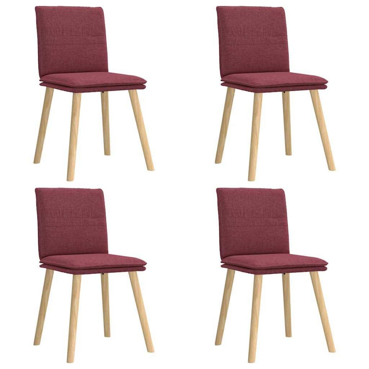 VIDAXL Chaises a manger lot de 4 rouge bordeaux tissu