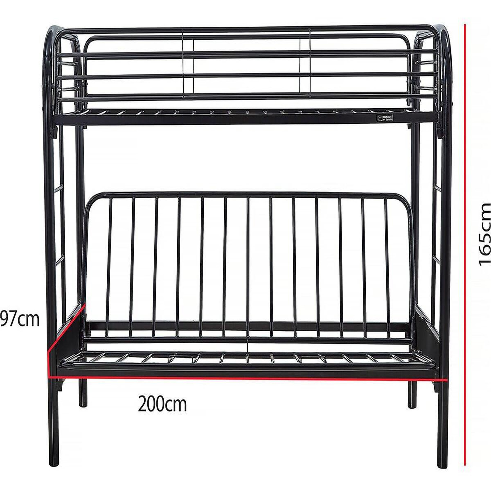 Voir la diapositive 4 : Habitat et Jardin Lit mezzanine  polo  - 90 x 190 cm - noir